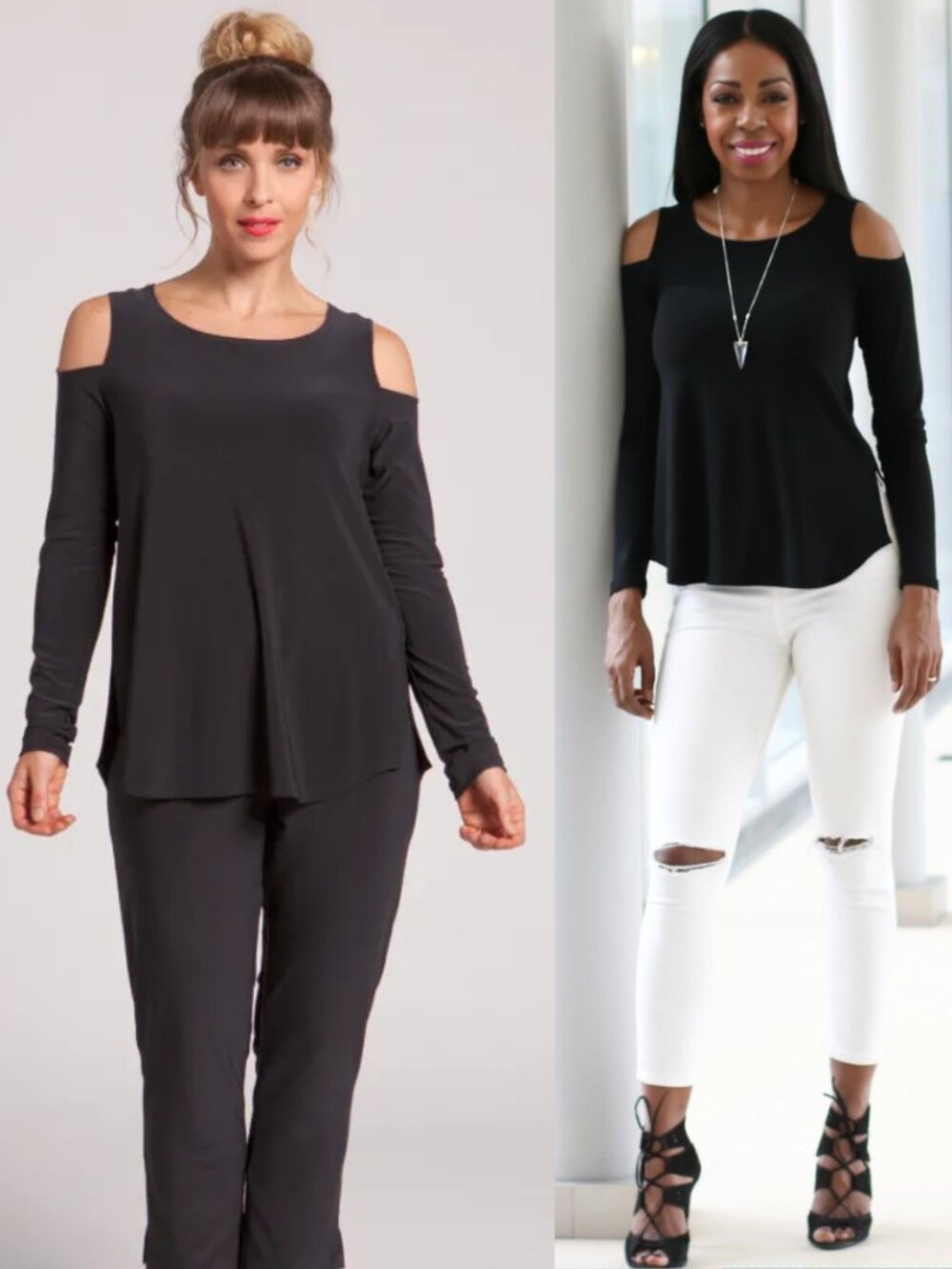 Sympli Slinky Stretch Jersey Knit Cold Shoulder Tunic